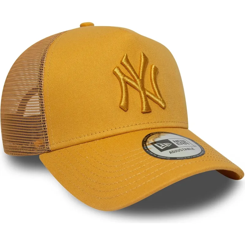 gul-trucker-kasket-med-gult-logo-a-frame-league-essential-fra-new-york-yankees-mlb-fra-new-era