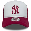 hvid-og-rod-trucker-cap-med-rodt-e-frame-world-series-logo-fra-new-york-yankees-mlb-af-new-era
