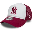 hvid-og-rod-trucker-cap-med-rodt-e-frame-world-series-logo-fra-new-york-yankees-mlb-af-new-era