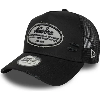 Sort trucker kasket A Frame Oval Distress Patch fra New Era