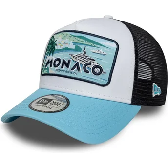 Hvid, sort og blå Monaco French Riviera A Frame Summer trucker-kasket fra New Era