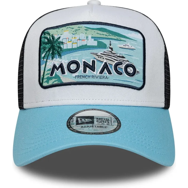 hvid-sort-og-bla-monaco-french-riviera-a-frame-summer-trucker-kasket-fra-new-era