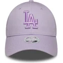 violet-justerbar-kvindekasket-med-buet-skygge-og-violet-los-angeles-dodgers-mlb-logo-9forty-league-essential-fra-new-era