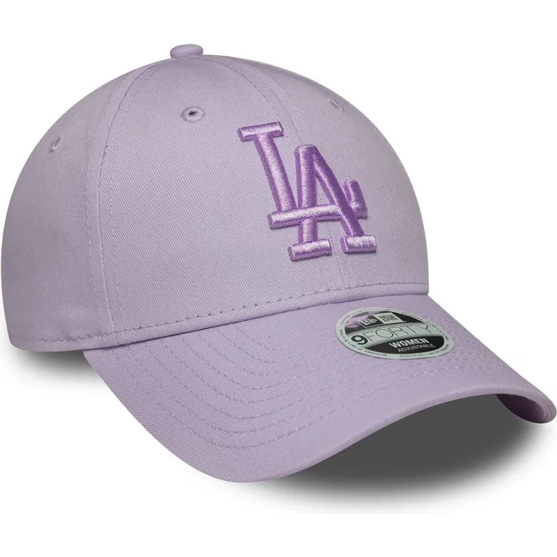 justerbar-violet-buet-kasket-til-kvinder-med-violet-logo-9forty-league-essential-fra-los-angeles-dodgers-mlb-fra-new-era