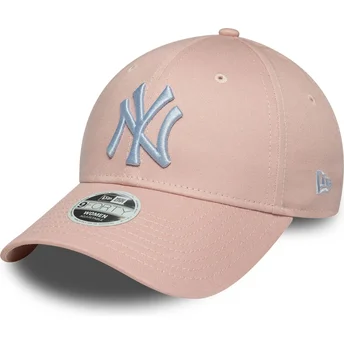 Justerbar lyserød buet kasket til kvinder med hvidt logo 9FORTY League Essential fra New York Yankees MLB fra New Era