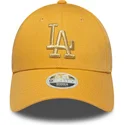9forty-metallic-logo-los-angeles-dodgers-mlb-gul-justerbar-kvindehat-med-buet-skygge-fra-new-era