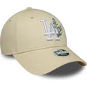 los-angeles-dodgers-mlb-new-era-9forty-floral-icon-beige-justerbar-kvinders-kasket-med-buet-skygge