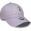 new-era-new-york-yankees-mlb-9forty-floral-icon-justerbar-lilla-kvindekasket-med-buet-skygge