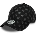 buet-sort-justerbar-kasket-til-kvinder-9forty-monogram-fra-new-york-yankees-mlb-fra-new-era