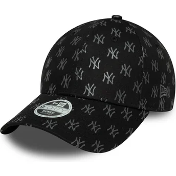New Era New York Yankees MLB 9FORTY Monogram justerbar sort buet kasket til kvinder