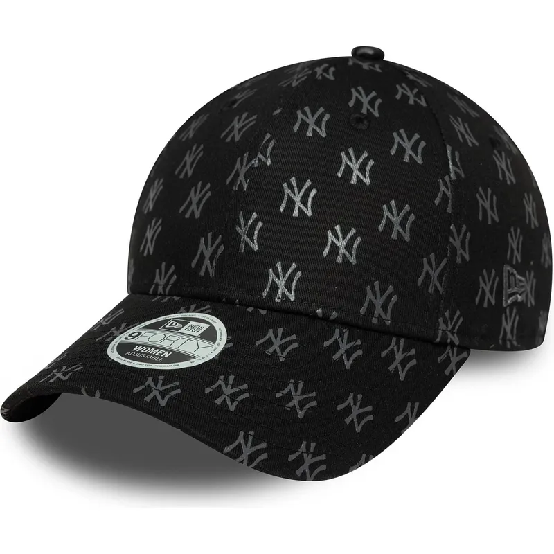 buet-sort-justerbar-kasket-til-kvinder-9forty-monogram-fra-new-york-yankees-mlb-fra-new-era