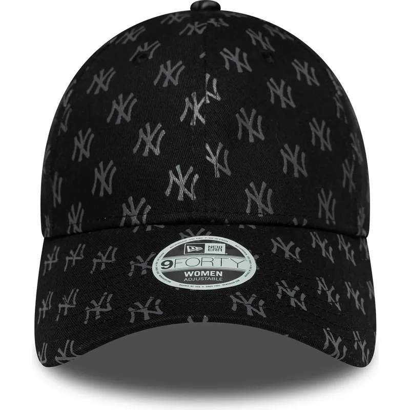 buet-sort-justerbar-kasket-til-kvinder-9forty-monogram-fra-new-york-yankees-mlb-fra-new-era
