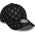buet-sort-justerbar-kasket-til-kvinder-9forty-monogram-fra-new-york-yankees-mlb-fra-new-era