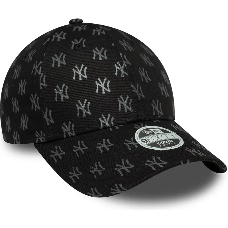 buet-sort-justerbar-kasket-til-kvinder-9forty-monogram-fra-new-york-yankees-mlb-fra-new-era