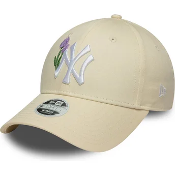 New Era New York Yankees MLB 9FORTY Beaded justerbar beige buet kasket til kvinder