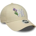 new-era-new-york-yankees-mlb-9forty-beaded-justerbar-beige-buet-kasket-til-kvinder