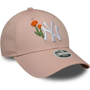 New Era New York Yankees MLB 9FORTY Justerbar Rosa Kvinde Kasket med Perler