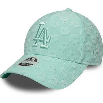 Los Angeles Dodgers MLB New Era 9FORTY Floral Towelling justerbar grøn buet kasket til kvinder