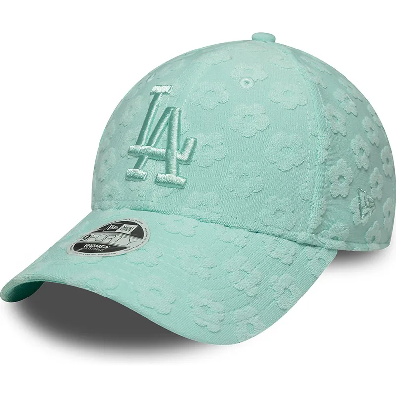 los-angeles-dodgers-mlb-9forty-floral-towelling-gron-justerbar-kvindekasket-med-buet-skygge-fra-new-era