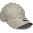 buet-beige-justerbar-kasket-til-kvinder-9forty-woven-fra-new-york-yankees-mlb-fra-new-era