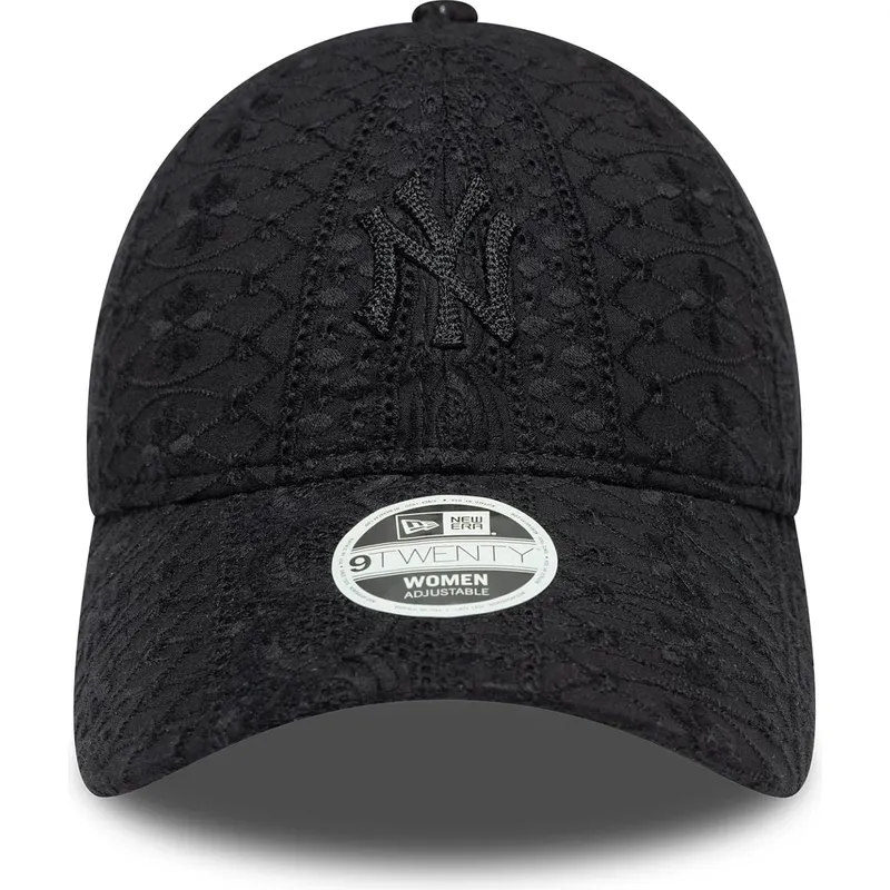 sort-justerbar-curved-kasket-til-kvinder-med-sort-logo-9twenty-broderie-fra-new-york-yankees-mlb-fra-new-era