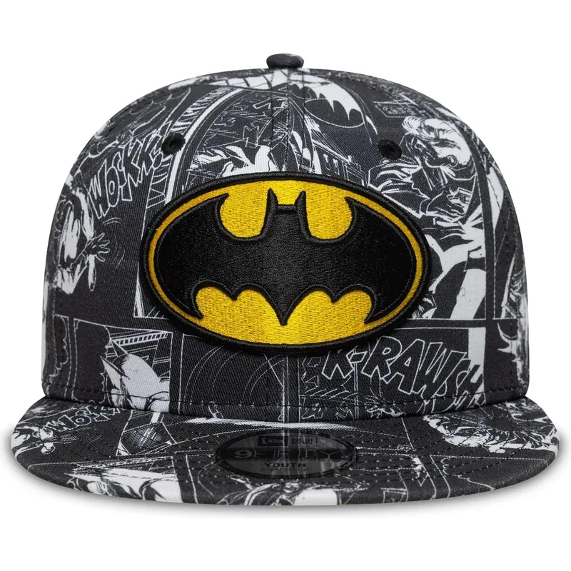 flad-sort-snapback-kasket-til-dreng-9fifty-all-over-print-fra-batman-dc-comics-fra-new-era