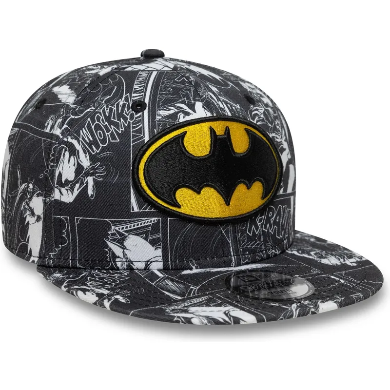 flad-sort-snapback-kasket-til-dreng-9fifty-all-over-print-fra-batman-dc-comics-fra-new-era