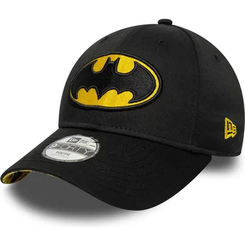Sort justerbar buet kasket til drenge 9FORTY All Over Print Batman DC Comics fra New Era