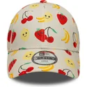 beige-justerbar-buet-kasket-til-dreng-9forty-all-over-print-fruit-fra-new-era