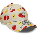beige-justerbar-buet-kasket-til-dreng-9forty-all-over-print-fruit-fra-new-era