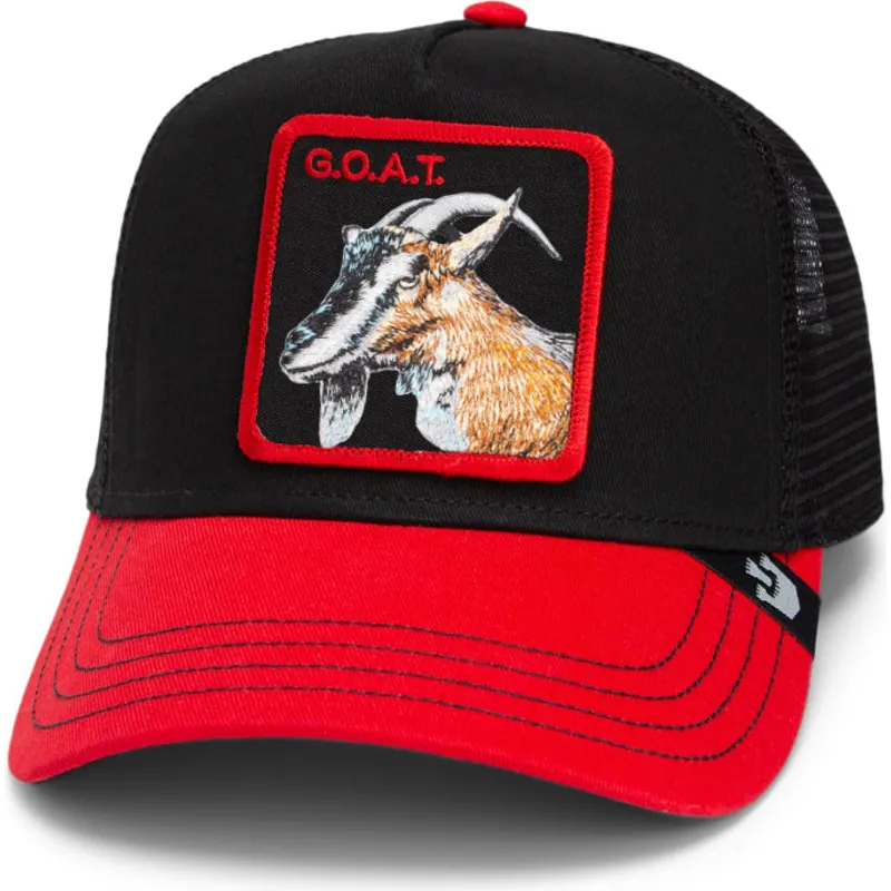 trucker-kasket-sort-og-rod-ged-the-goat-steer-fab-farm-fra-goorin-bros