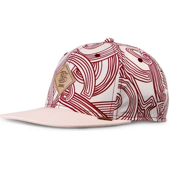 Gorra flad beige og rød snapback MA Pattern fra Djinns