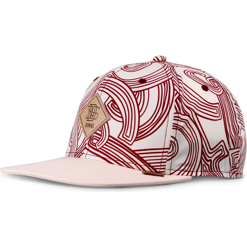 flad-kasket-beige-og-rod-snapback-ma-pattern-fra-djinns