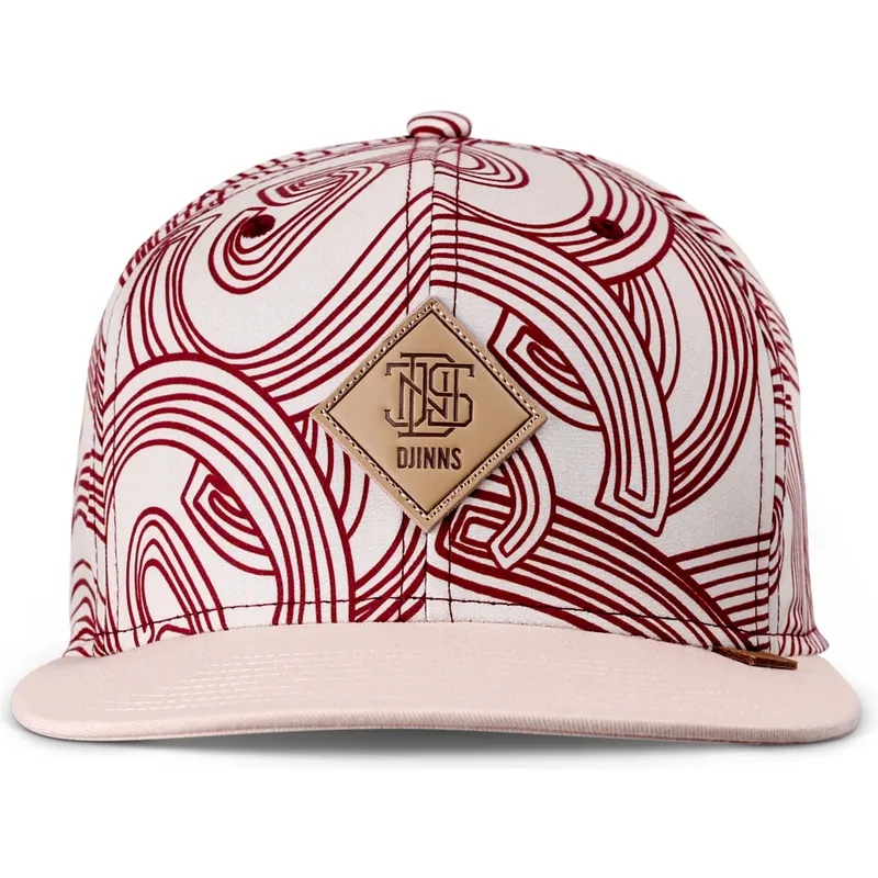 flad-kasket-beige-og-rod-snapback-ma-pattern-fra-djinns