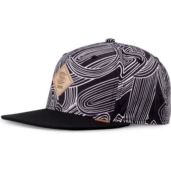 Sort snapback kasket med flad skygge MA Pattern fra Djinns