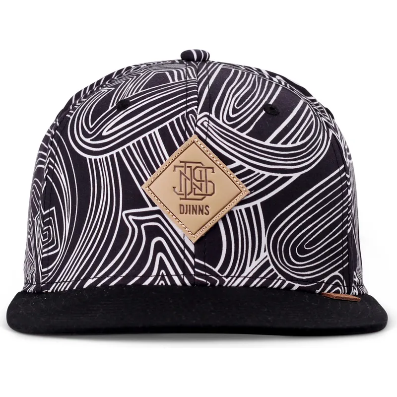 sort-flat-snapback-kasket-ma-pattern-fra-djinns