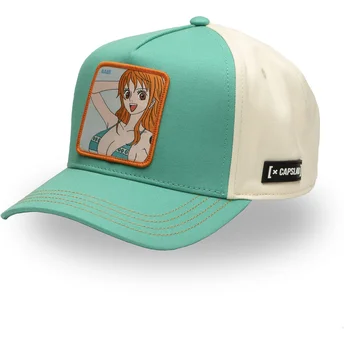 Blå og hvid buet snapback-kasket Nami OP5 NAM One Piece fra Capslab