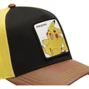 buet-sort-gul-og-brun-snapback-kasket-pikachu-pmk6-pik-pokemon-fra-capslab