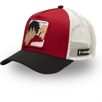 Rød, hvid og sort trucker kasket Monkey D. Luffy OP5 RED One Piece fra Capslab