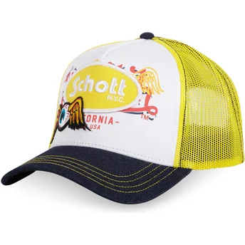 Von Dutch x Schott NYC PATCH hvid, gul og sort trucker cap