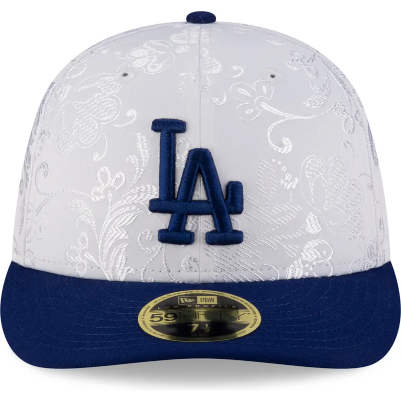 hvid-og-bla-fitted-flat-cap-59fifty-day-low-profile-fra-los-angeles-dodgers-mlb-fra-new-era