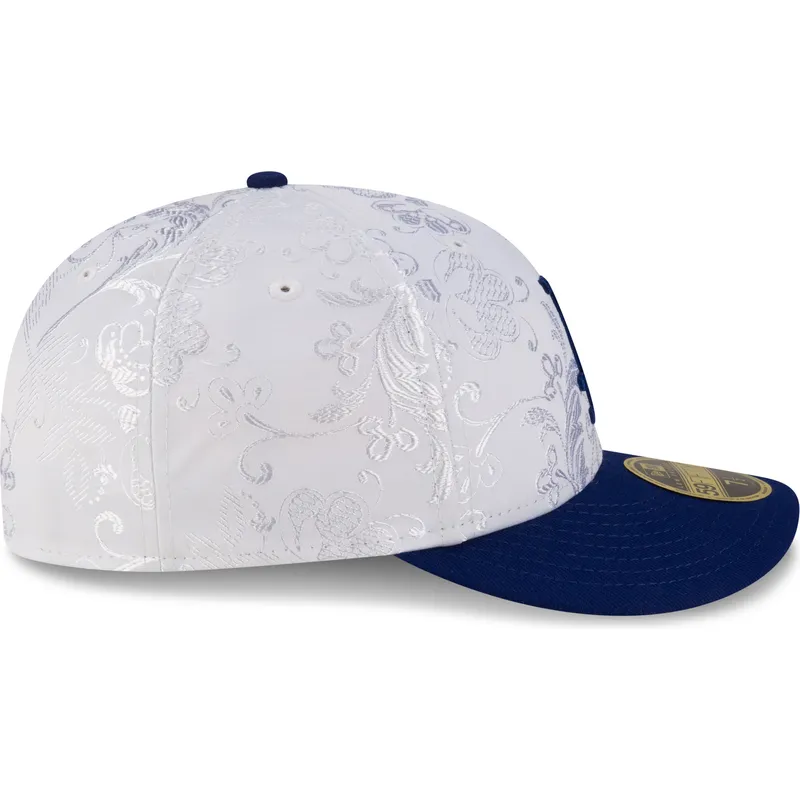 hvid-og-bla-fitted-flat-cap-59fifty-day-low-profile-fra-los-angeles-dodgers-mlb-fra-new-era