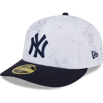 New Era New York Yankees MLB 59FIFTY Day Low Profile navyblå og hvid justerbar flad kasket