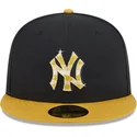 sort-og-gul-justerbar-flat-cap-med-guldlogo-59fifty-day-fra-new-york-yankees-mlb-fra-new-era