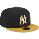 sort-og-gul-justerbar-flat-cap-med-guldlogo-59fifty-day-fra-new-york-yankees-mlb-fra-new-era