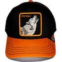 sort-og-orange-trucker-kasket-med-ulvemotiv-solo-wolf-fab-farm-fra-goorin-bros