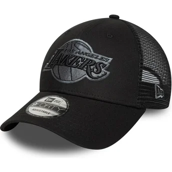 Justerbar sort trucker cap med gråt Los Angeles Lakers NBA-logo 9FORTY fra New Era