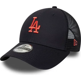 Marineblå justerbar truckerkasket til dreng med rødt logo 9FORTY Homefield Los Angeles Dodgers MLB fra New Era