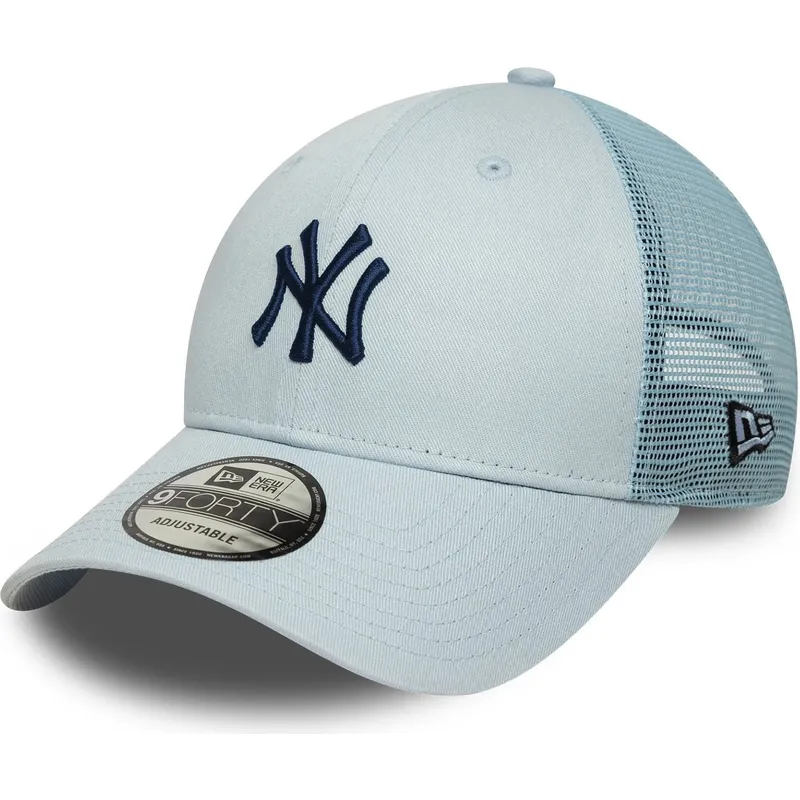 justerbar-bla-trucker-kasket-med-marineblat-logo-9forty-homefield-fra-new-york-yankees-mlb-fra-new-era