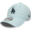 justerbar-bla-buet-kasket-med-marineblat-logo-9twenty-linen-fra-los-angeles-dodgers-mlb-fra-new-era